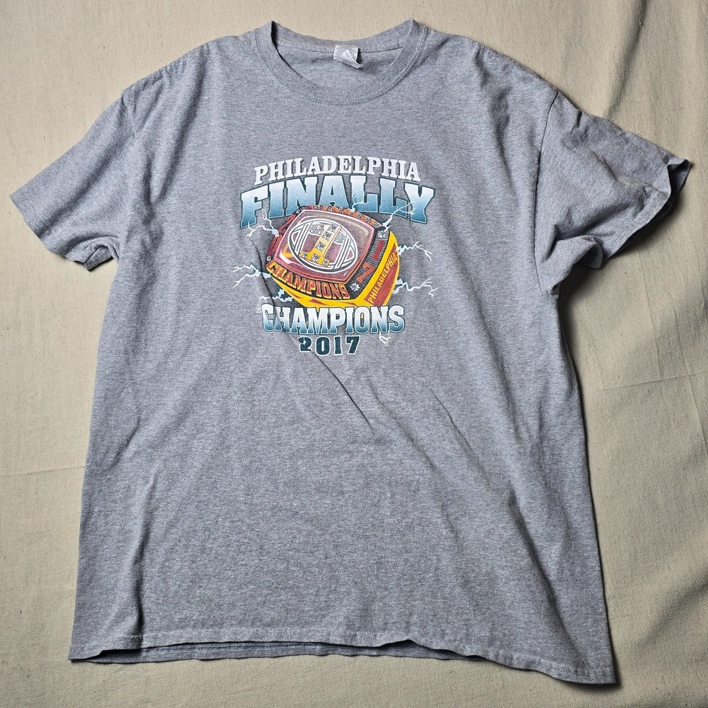 2017 Philadelphia Finally Champions T‎ Shirt Size XL NFL Football Grey Eagles